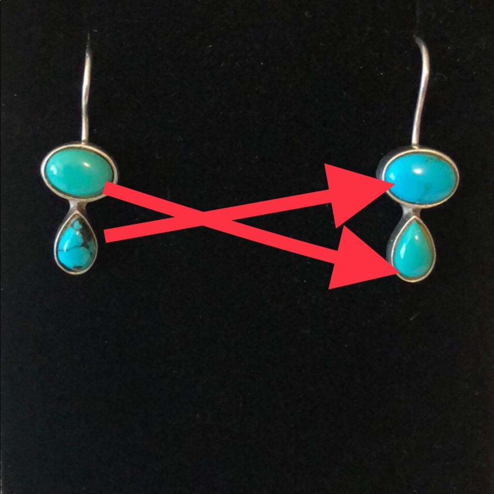 Turquoise Silver Opposite Earrings - Picture 6 of 6